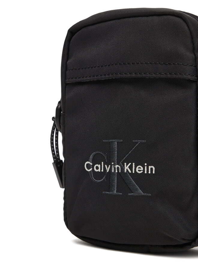 Calvin Klein Umhängetasche Calvin Klein Bold Logo Nylon Slim Reporter LV04D3231G Schwarz