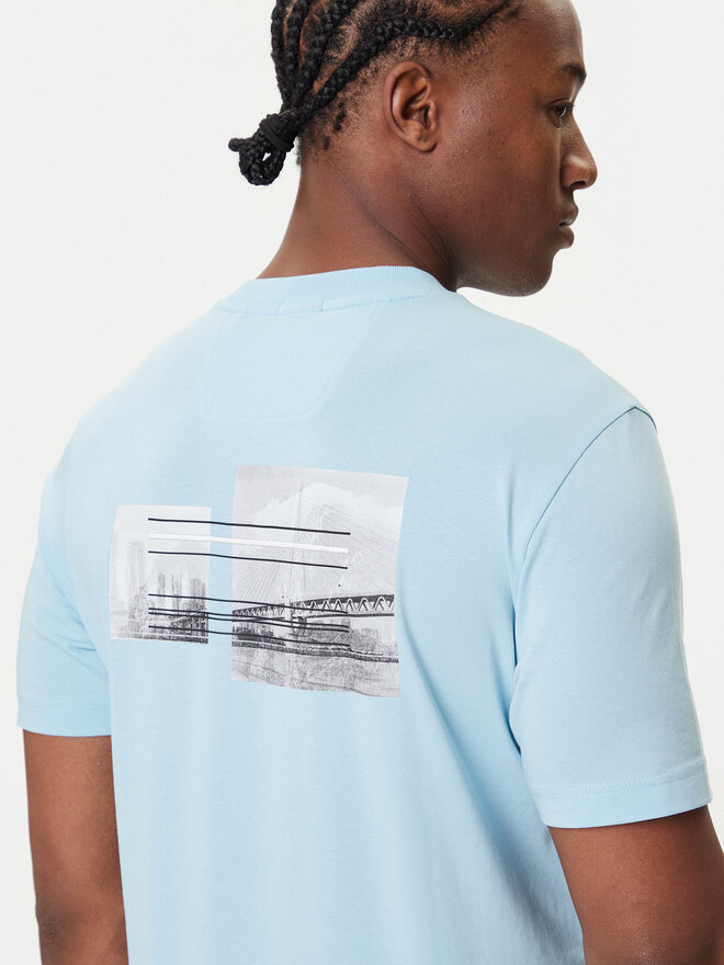 BOSS BOSS Camiseta Photoprint 50545869 Celeste Relaxed Fit