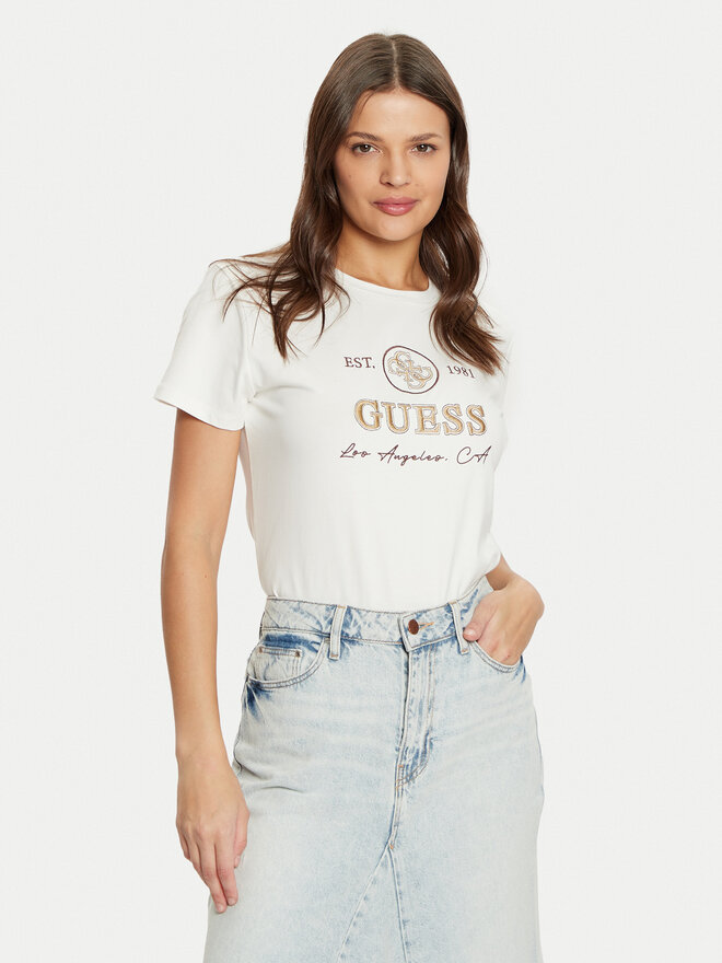 Guess Guess Camiseta V5RI05 J1314 Écru Regular Fit