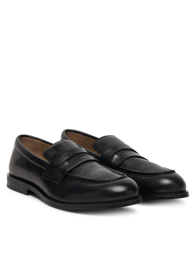 Calvin Klein Halbschuhe Calvin Klein Ess Rubber Penny Loafer Pol Lth HM0HM02025 Schwarz