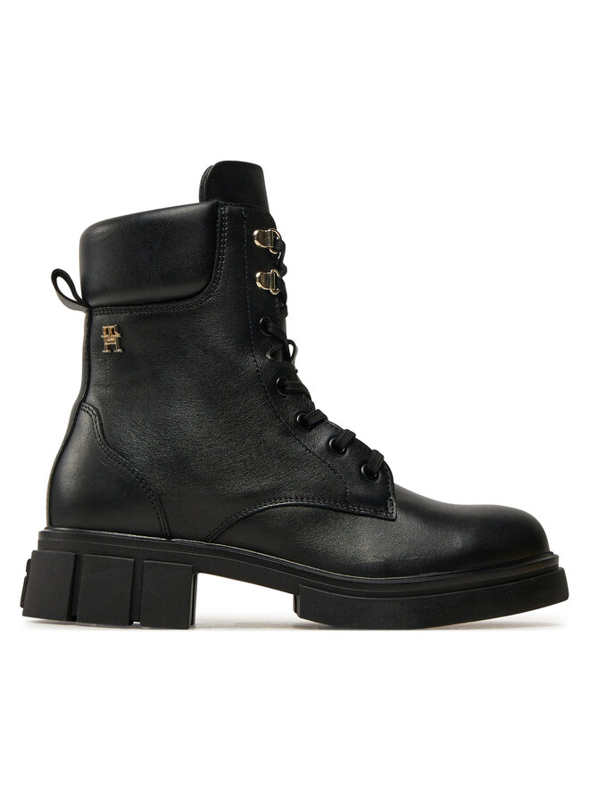Tommy Hilfiger Scarponcini Tommy Hilfiger Lace-Up Biker Leather FW0FW08167 Nero