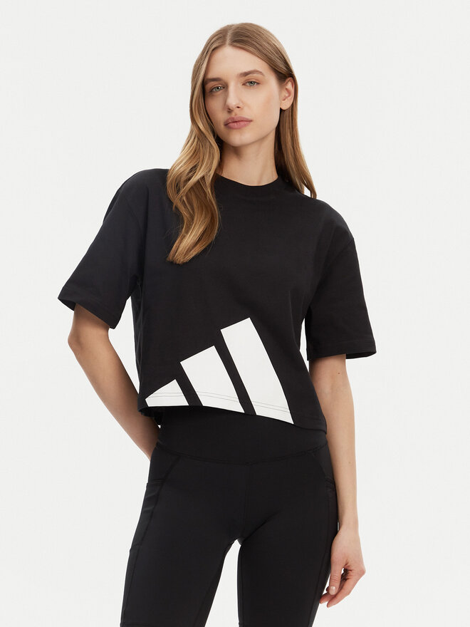 adidas adidas Marškinėliai Essentials Big Logo Boyfriend JG8736 Juoda Loose Fit