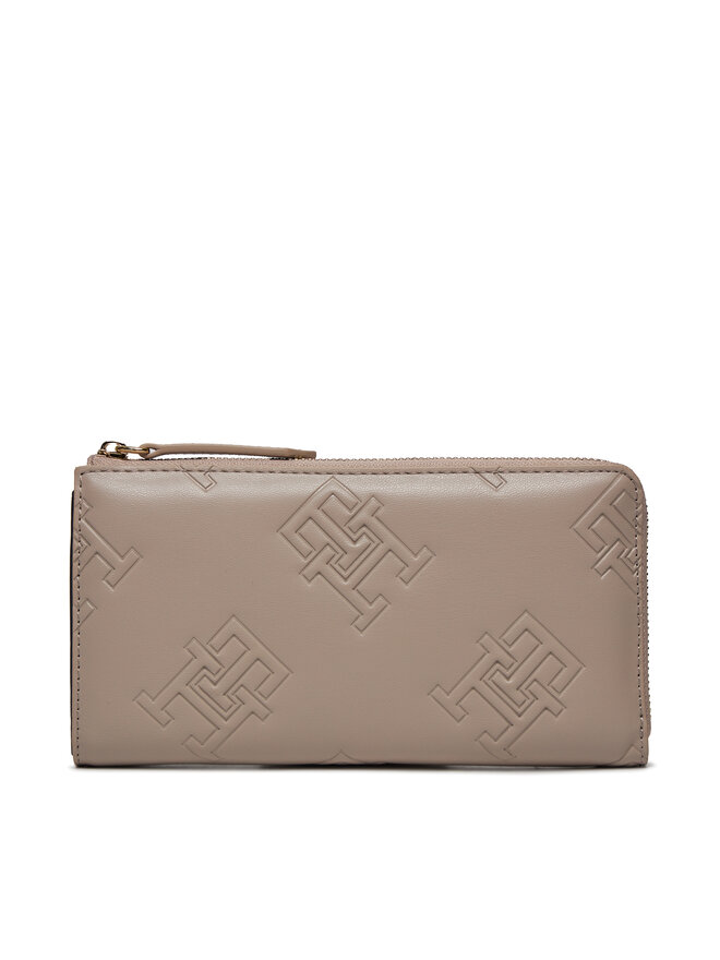 Tommy Hilfiger Liels sieviešu maks Tommy Hilfiger Th Refined Large Za Mono AW0AW15756 Pelēks