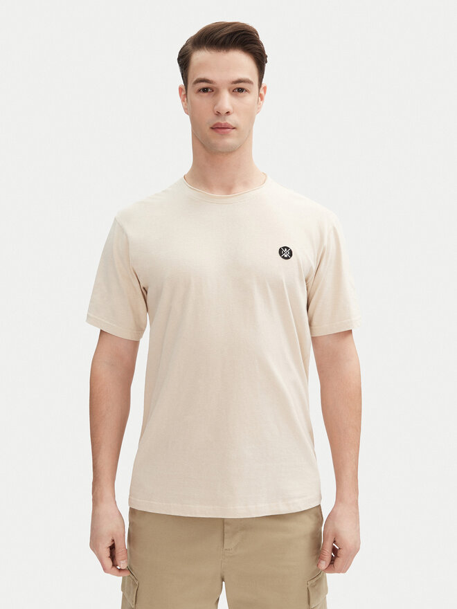 INDICODE INDICODE T-shirt Carlsin 41-121 Bež Regular Fit