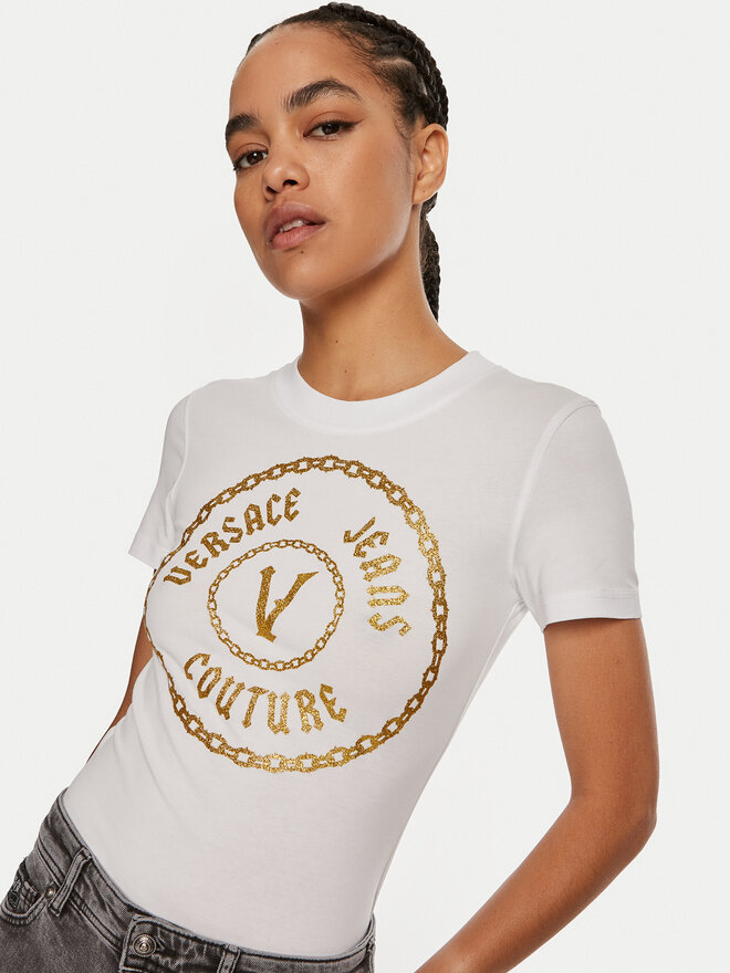 Versace Jeans Couture Versace Jeans Couture Camiseta 77HAHT02 CJ03T Blanco Slim Fit
