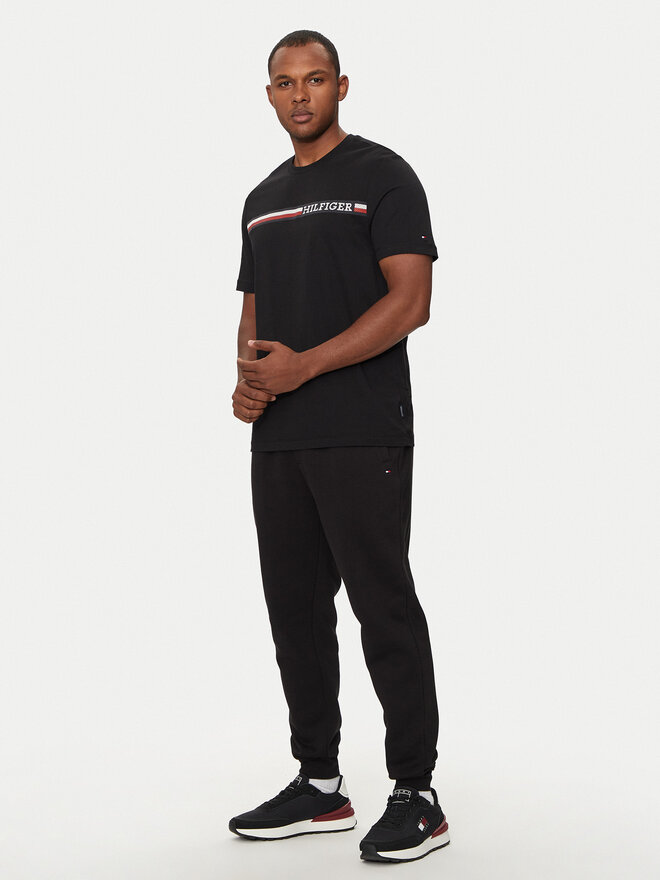 Tommy Hilfiger Tommy Hilfiger Camiseta Chest Stripe MW0MW36739 Negro Regular Fit
