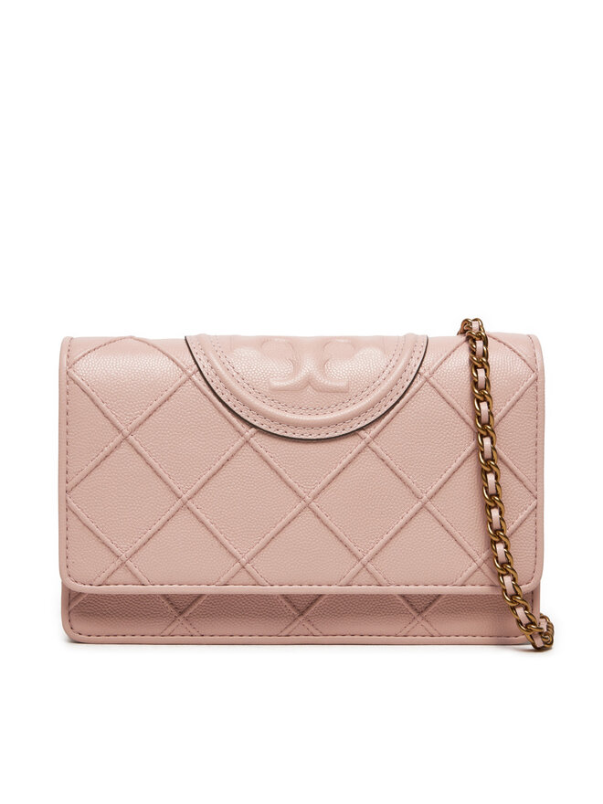 Sac a main Tory Burch Fleming Soft Polished Grain Chain Wallet 158604 Rose chaussures