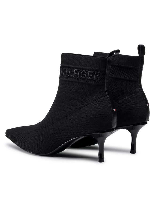Tommy Hilfiger Stiefeletten Tommy Hilfiger Tommy Knit Kitten Heel Boot FW0FW04973 Schwarz