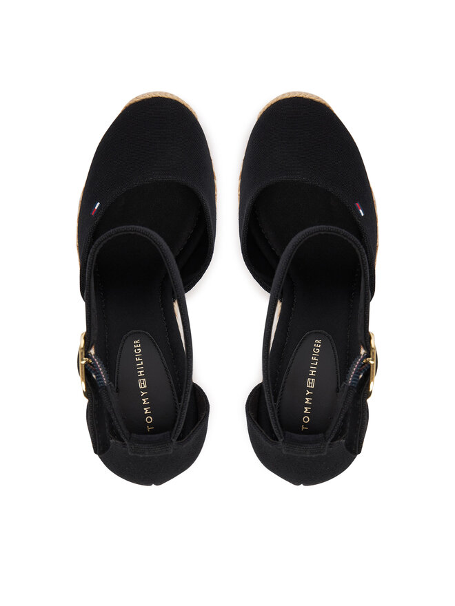 Tommy Hilfiger Espadrilles Tommy Hilfiger Flag High Wedge Espad Closed Toe FW0FW09225 Schwarz