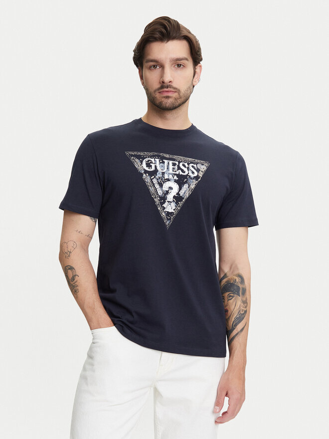Guess Guess Marškinėliai M5YI15 I3Z14 Tamsiai mėlyna Regular Fit