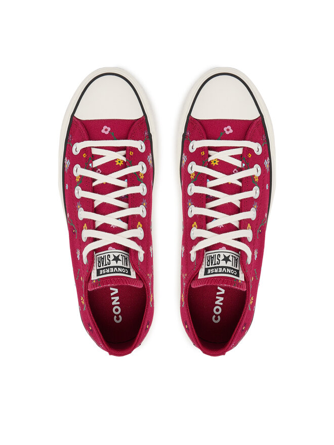 Converse Sneakers Converse Chuck Taylor All Star Lift Platform Embroidered Floral Patchwork A15535C Μπορντό