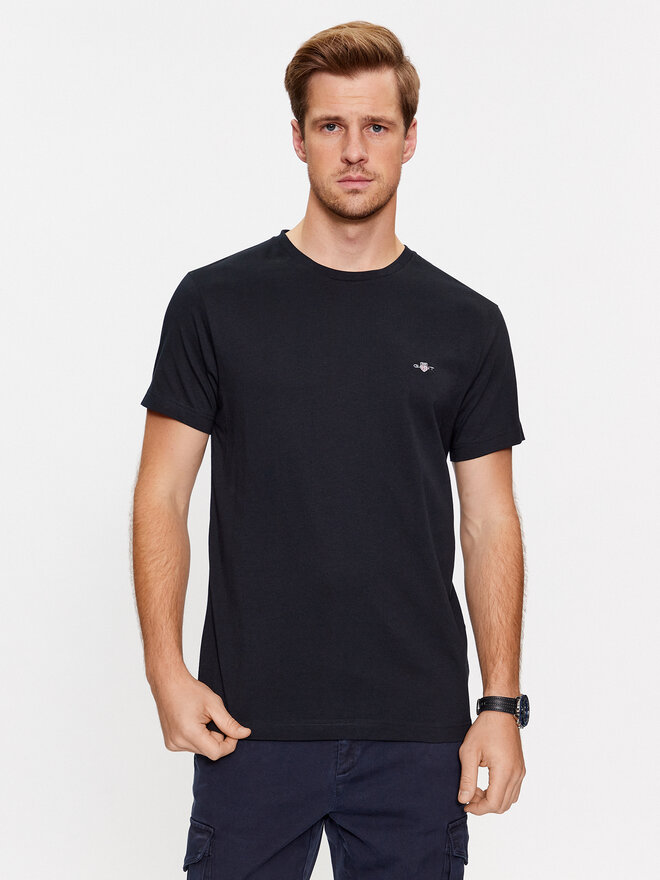 Gant Gant Marškinėliai Shield 2003185 Juoda Slim Fit