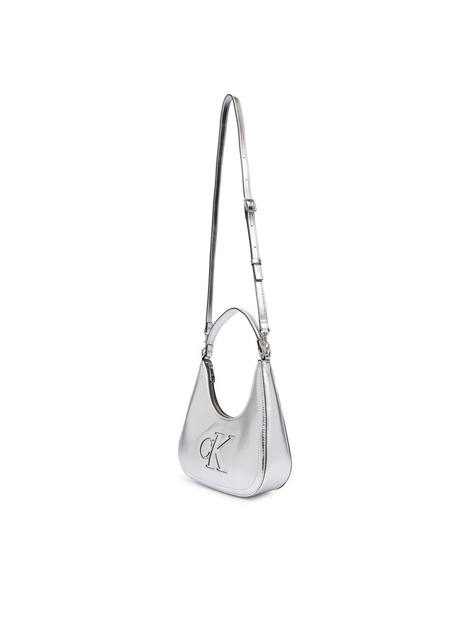 Calvin Klein Handtasche Calvin Klein Bold Ck Outline Mtl Shoulder Bag LV04F3897G Silberfarben