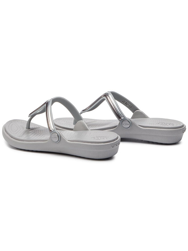 Zehentrenner Crocs Sanrah Metalblock Flat Flip W 205470 Silberfarben eschuhe
