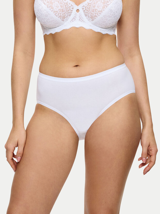 Triumph Triumph Klasične spodnje hlačke z visokim pasom Sense Of Cotton 10224970 Bela