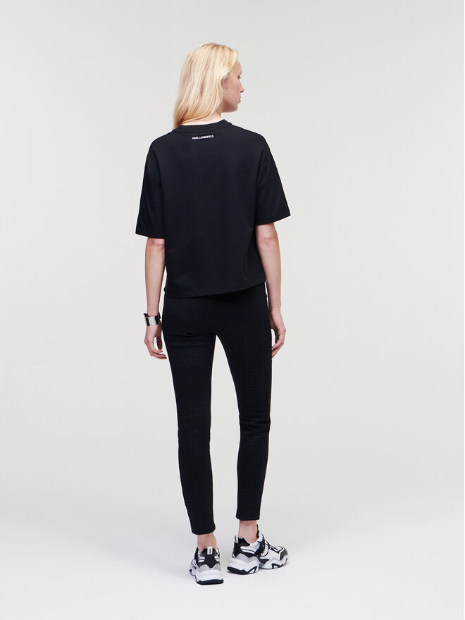 KARL LAGERFELD KARL LAGERFELD T-Shirt Signature Hem 226W1703 Schwarz Relaxed Fit