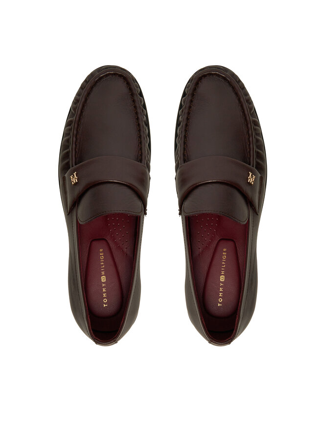 Tommy Hilfiger Lordsy Tommy Hilfiger Loafer Soft Nappa Pleated Toe FW0FW08362 Bordowy
