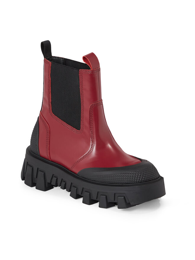 Tommy Jeans Klassische Stiefeletten Tommy Jeans Tjw Chunky Chelsea Mix Material EN0EN02375 Rot