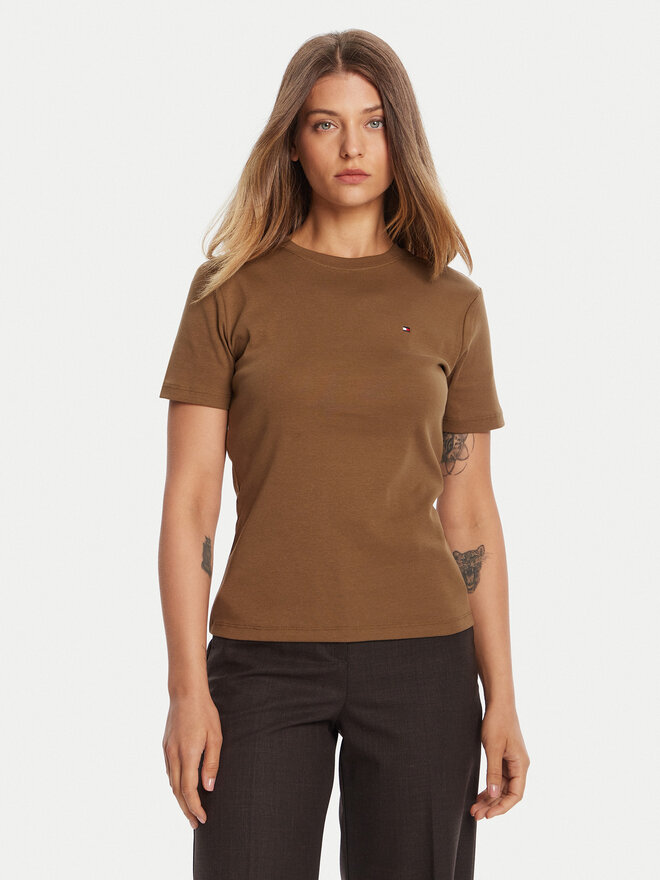 Tommy Hilfiger Tommy Hilfiger Camiseta New Cody WW0WW40587 Marrón Slim Fit