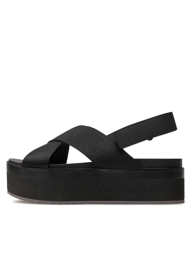 Calvin Klein Jeans Sandalen Calvin Klein Jeans Flatform Sandal Sling In Mr YW0YW01362 Schwarz