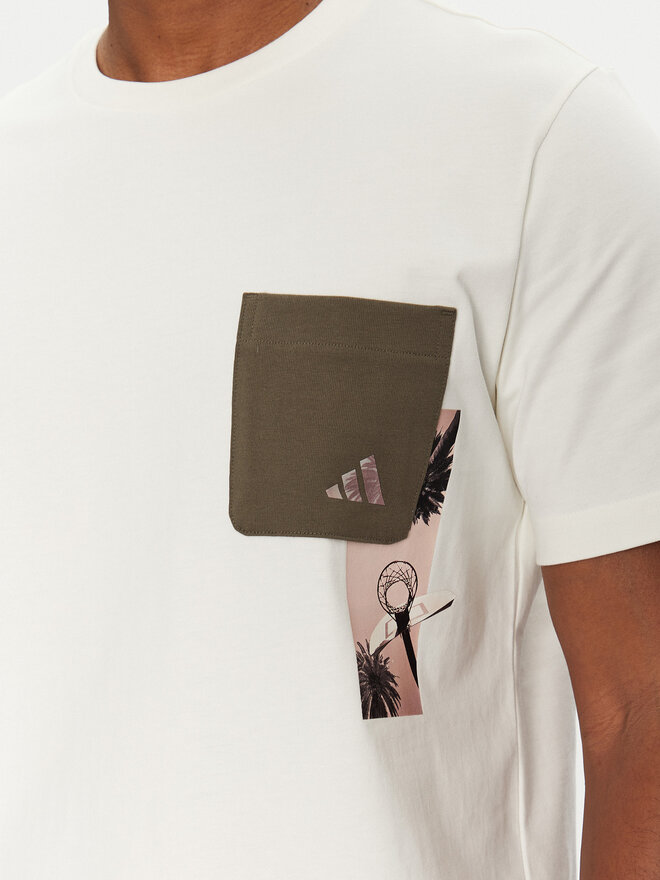 adidas adidas Póló Lens Elevated Pocket Graphic JJ3928 Fehér Loose Fit