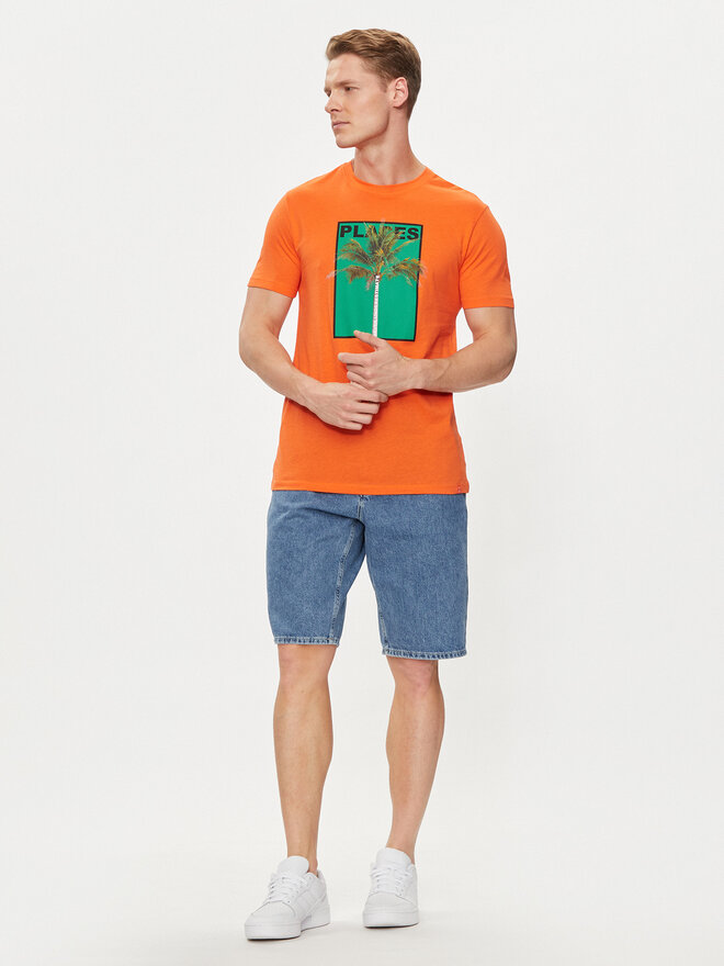 United Colors Of Benetton United Colors Of Benetton Marškinėliai 3P7XU108X Oranžinė Regular Fit