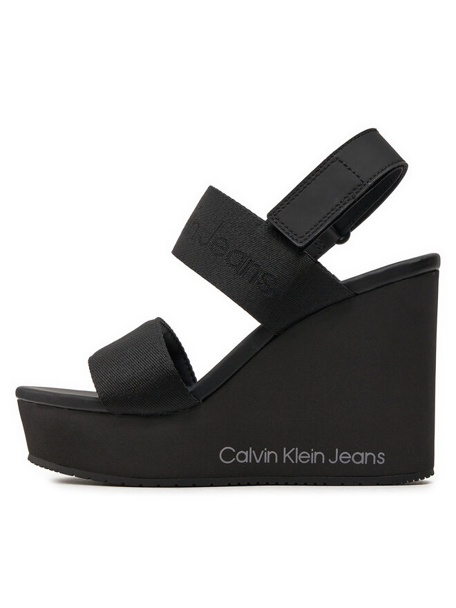 Calvin Klein Jeans Sandale Calvin Klein Jeans Wedge Sandal Webbing In Mtl YW0YW01479 Negru