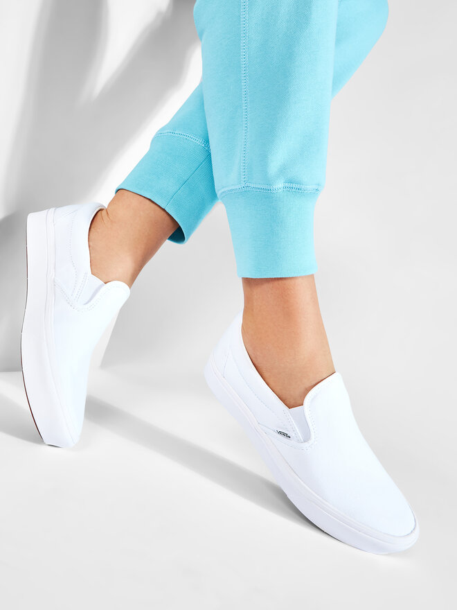 Vans comfycush white slip on sales