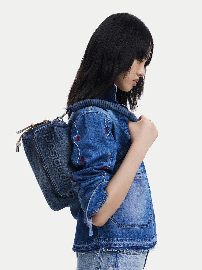 Desigual Geantă Desigual Half Logo 25SAXD23 Albastru