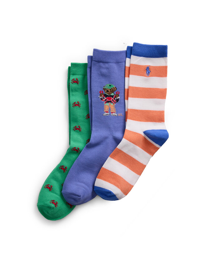 Polo Ralph Lauren Sada 3 párů dětských vysokých ponožek Polo Ralph Lauren 444969087001 Barevná