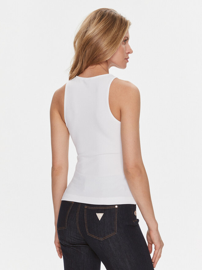 Guess Guess Τοπ W4RP43 KAZH2 Λευκό Slim Fit