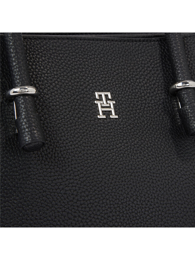 Tommy Hilfiger Handtasche Tommy Hilfiger Th Emblem Satchel AW0AW15224 Schwarz