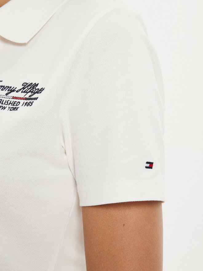 Tommy Hilfiger Tommy Hilfiger Pólóing Script WW0WW43624 Ekru Slim Fit
