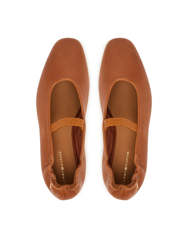Tommy Hilfiger Ballerinas Tommy Hilfiger Soft Leather Ellastic Ballerina FW0FW09245 Braun