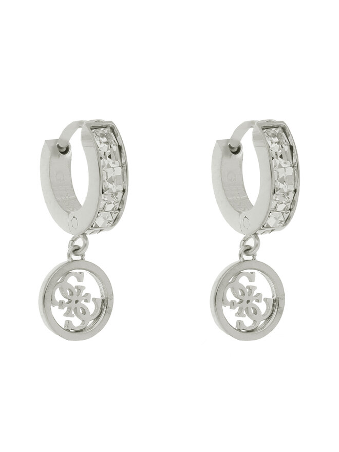 Guess Náušnice Guess Huggie Me JUBE03 147JW Strieborné rhodiovanie