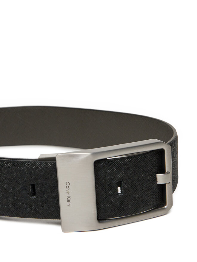 Calvin Klein Pasek Męski Calvin Klein Faceted Buckle 35Mm Adj/Rev LV04D7010G Czarny