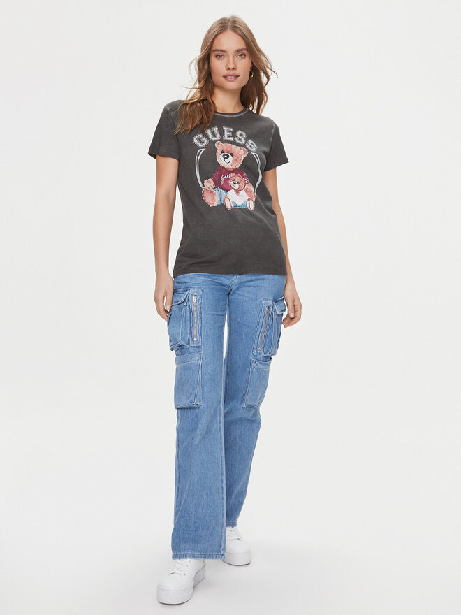 Guess Guess Marškinėliai W4RI86 K9SN1 Juoda Regular Fit