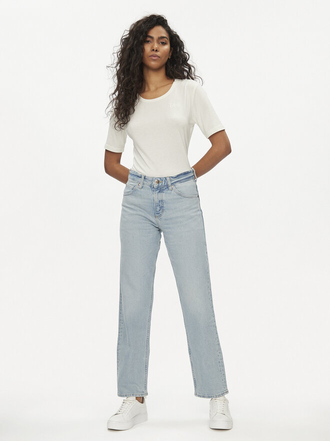 Lee Lee Marškinėliai Elbow 112350601 Écru Slim Fit