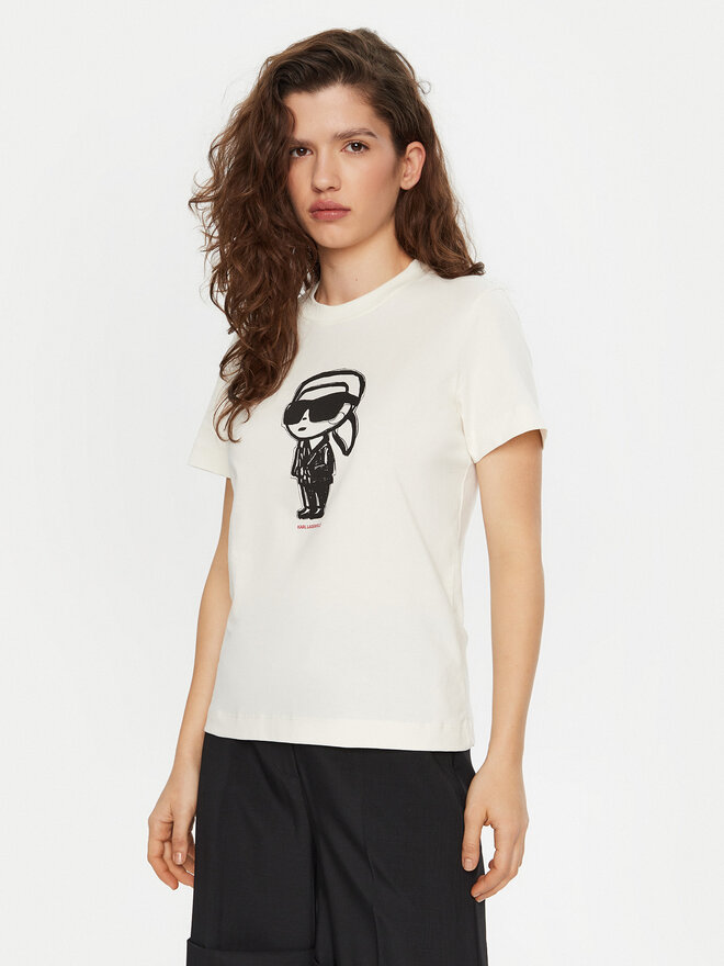 KARL LAGERFELD KARL LAGERFELD T-Shirt A1W17126 Εκρού Regular Fit