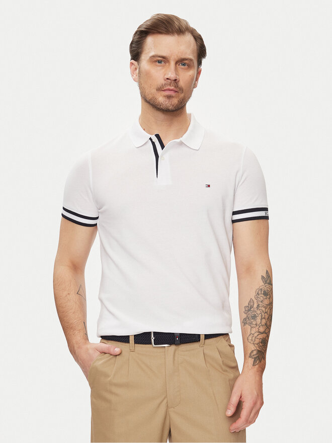 Tommy Hilfiger Tommy Hilfiger Poloshirt Monotype MW0MW34737 Weiß Slim Fit