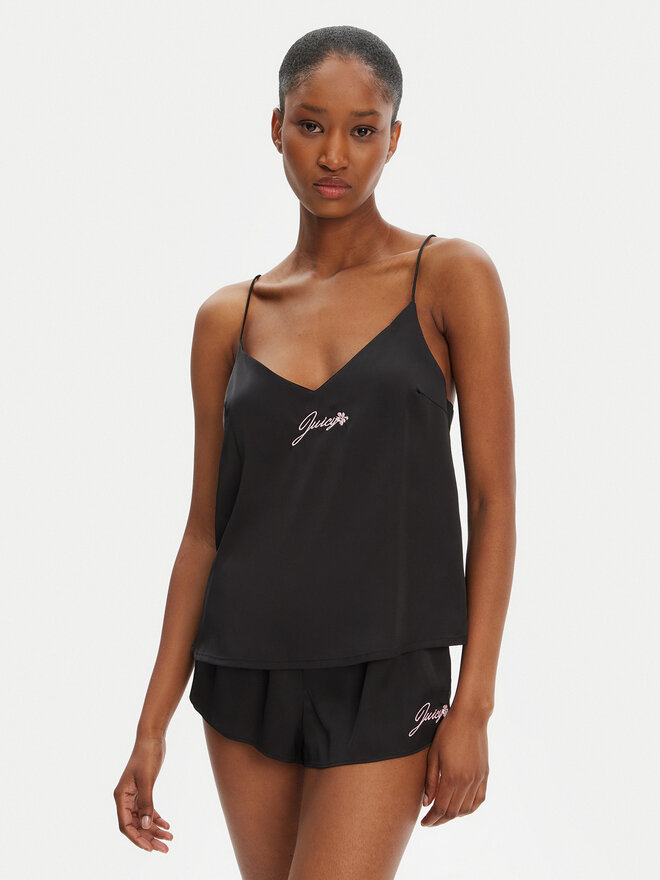 Juicy Couture Juicy Couture Pizsama felső JCLCT125511 Fekete Regular Fit