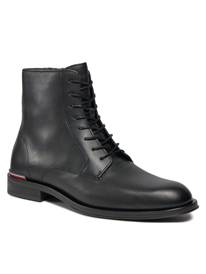 Tommy Hilfiger Μπότες Tommy Hilfiger Core Rwb Hilfiger Lth Lce Boot FM0FM05030 Μαύρο