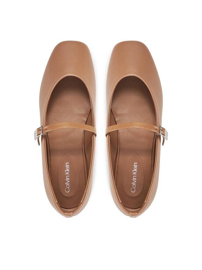 Calvin Klein Balerinke Calvin Klein Ballerina New Buckle - Lth HW0HW02483 Rjava