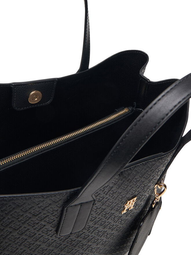 Tommy Hilfiger Handtasche Tommy Hilfiger Th Icon Satchel Mono AW0AW18923 Schwarz