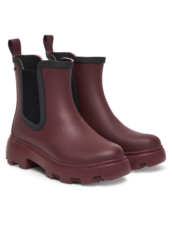 Tommy Hilfiger Cizme de cauciuc Tommy Hilfiger Flag Ankle Warm Lining FW0FW08974 Vișiniu