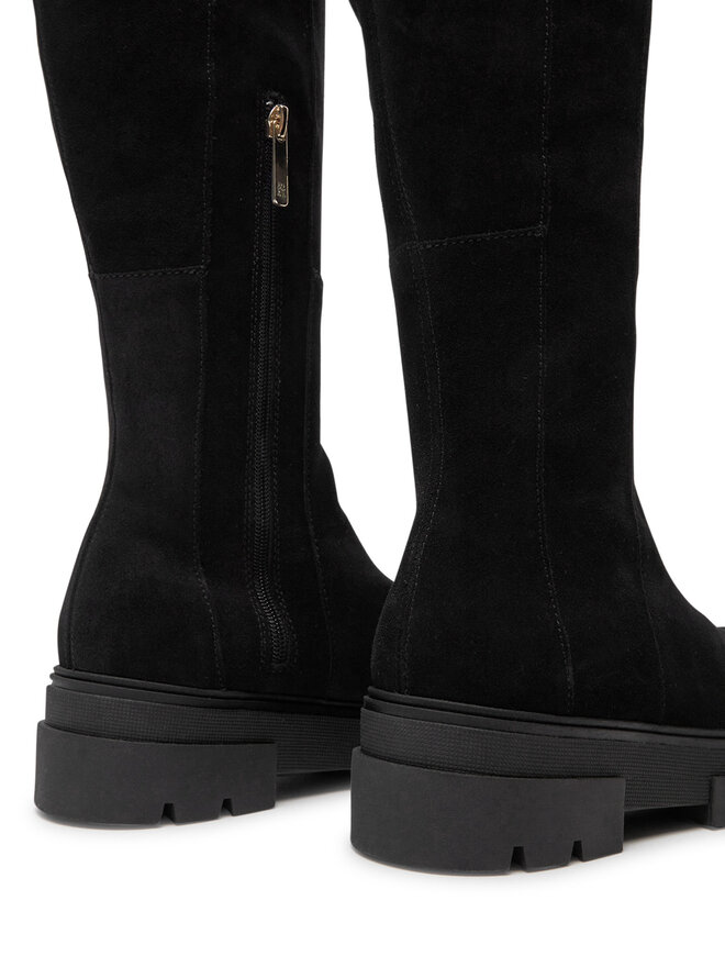 Tommy Hilfiger Чизми Tommy Hilfiger Suede Over-The-Knee Boot FW0FW08159 Черен