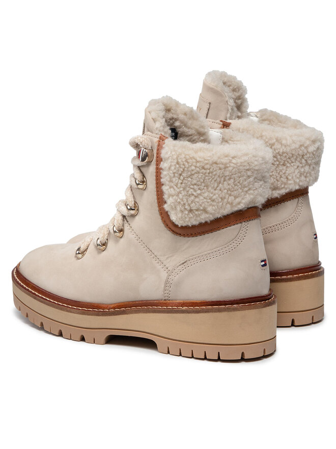Tommy Hilfiger Schnürstiefeletten Tommy Hilfiger Th Outdoor Flat Boot FW0FW05944 Beige