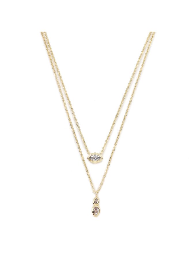 Luv AJ Набір з 2 ланцюжків Luv AJ Stellar Bezel Charm Necklace Set HOL22-N-SBCN-G Золотий