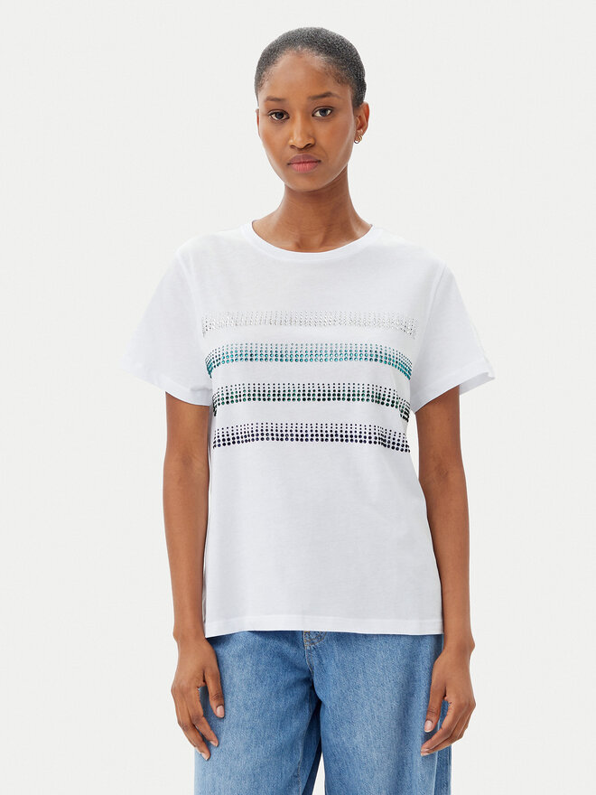 Marella Marella Camiseta Foglia 2515971042 Blanco Regular Fit