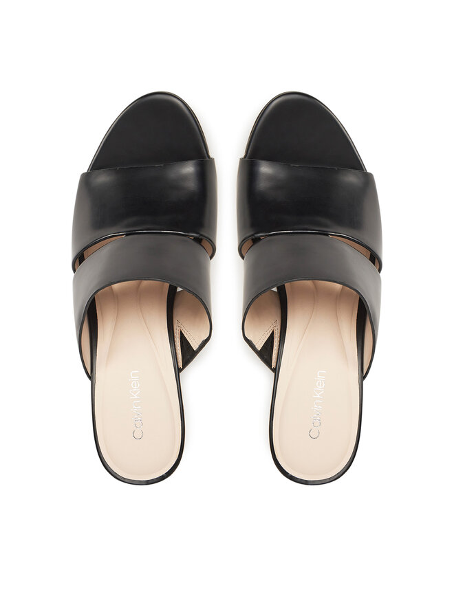Calvin Klein Klapki Calvin Klein Heel Mule 70 - Lth 2 Straps HW0HW02460 Czarny